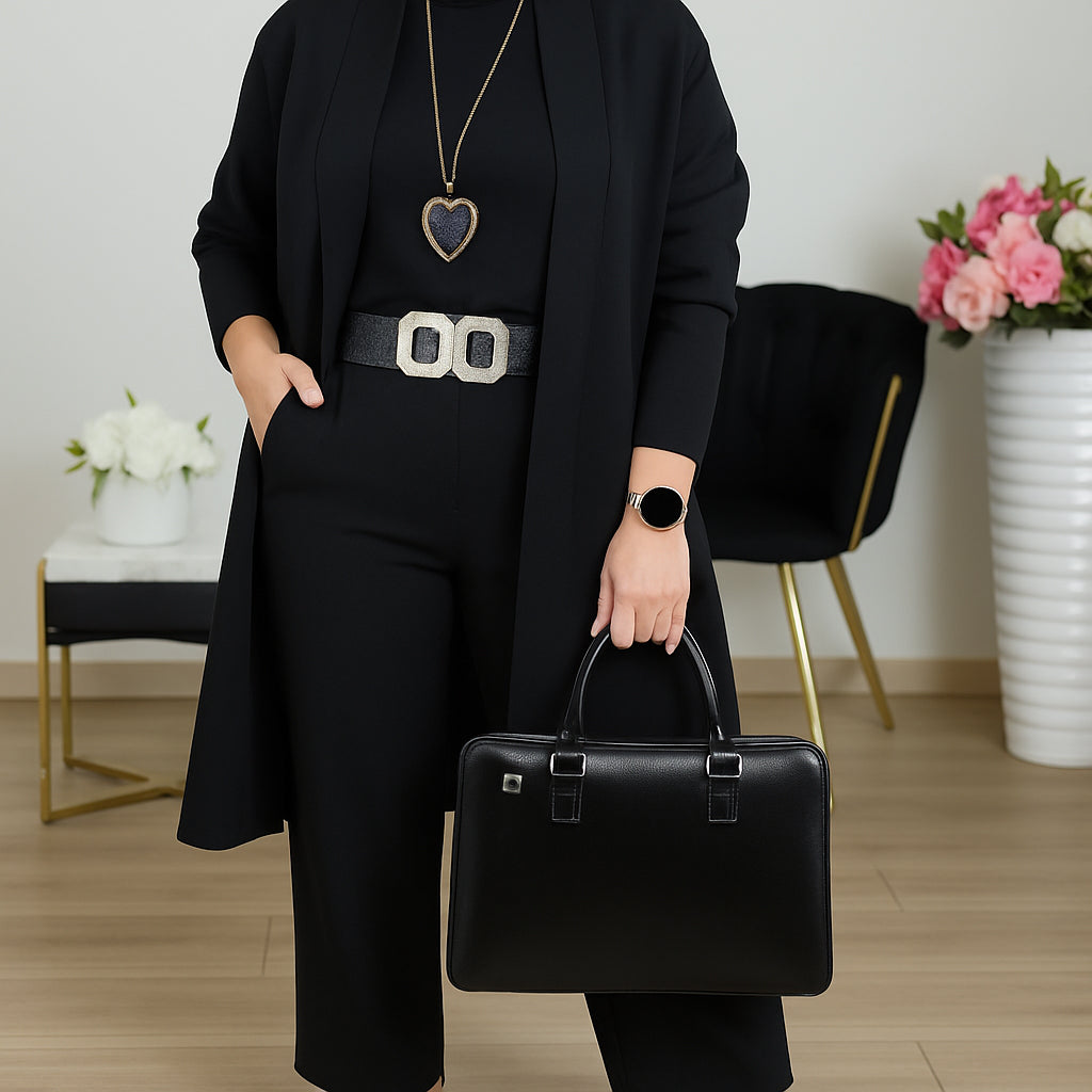 Bente™ | Elegant 3-delt Sæt med Lang Cardigan