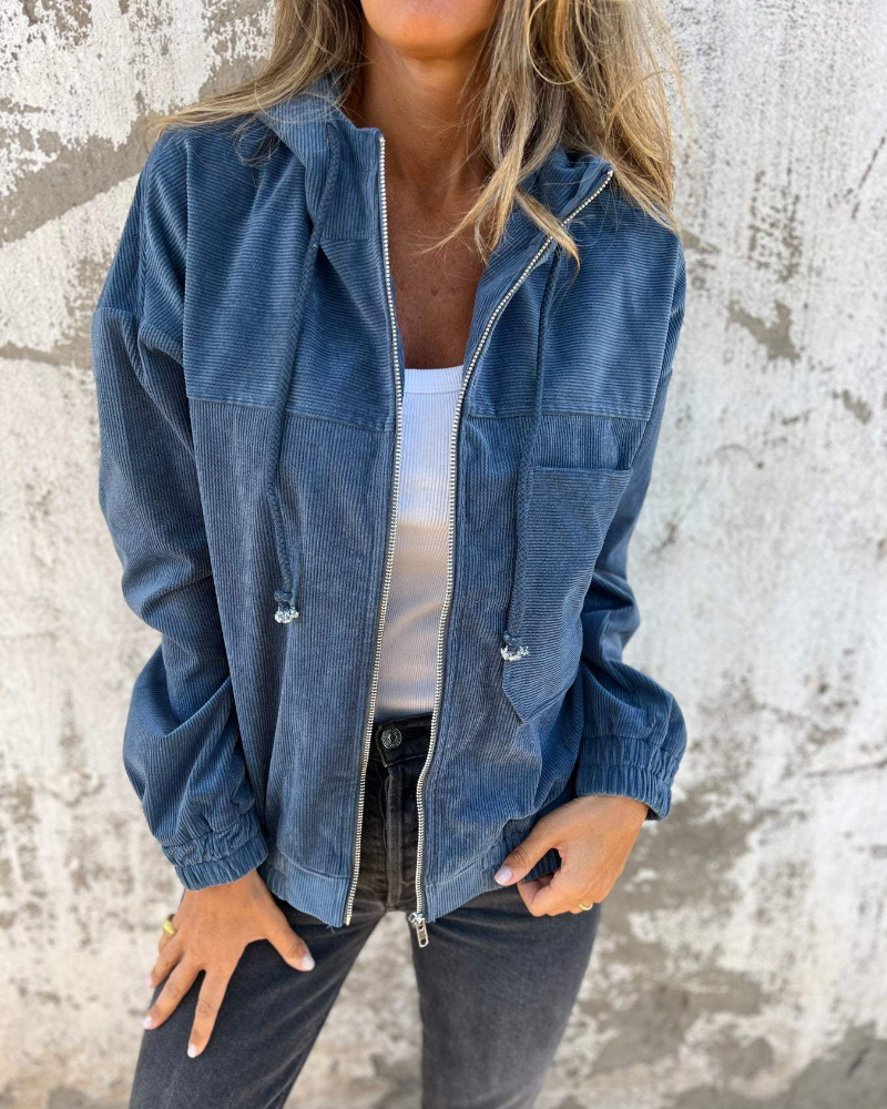 Ella™ | Corduroy hættetrøje med lynlås