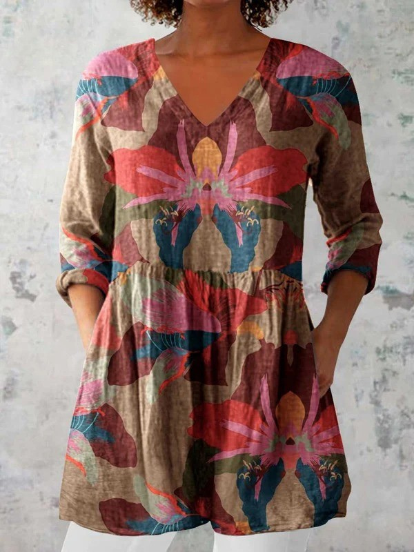 Olivia™ | Lang Bluse med V-udskæring