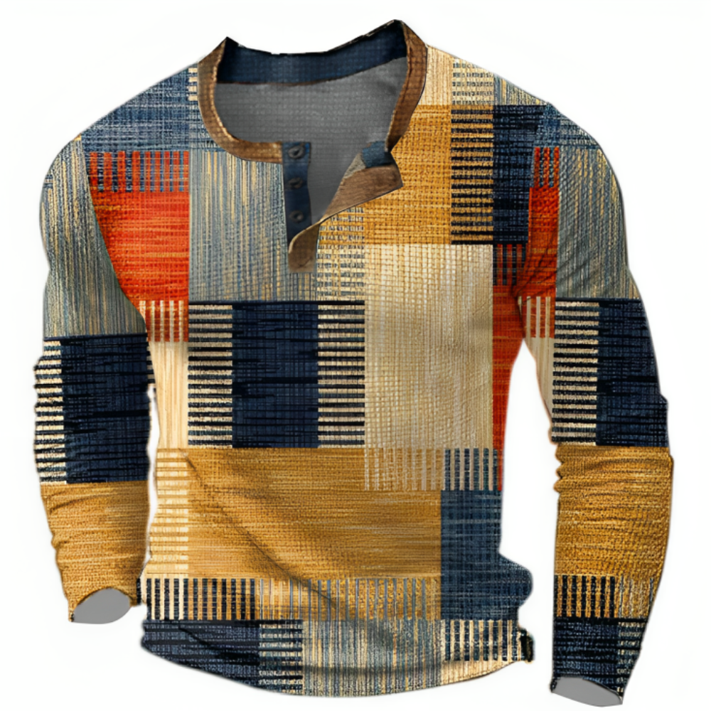 Luca™ | Grafische Patchwork Longsleeve Polo