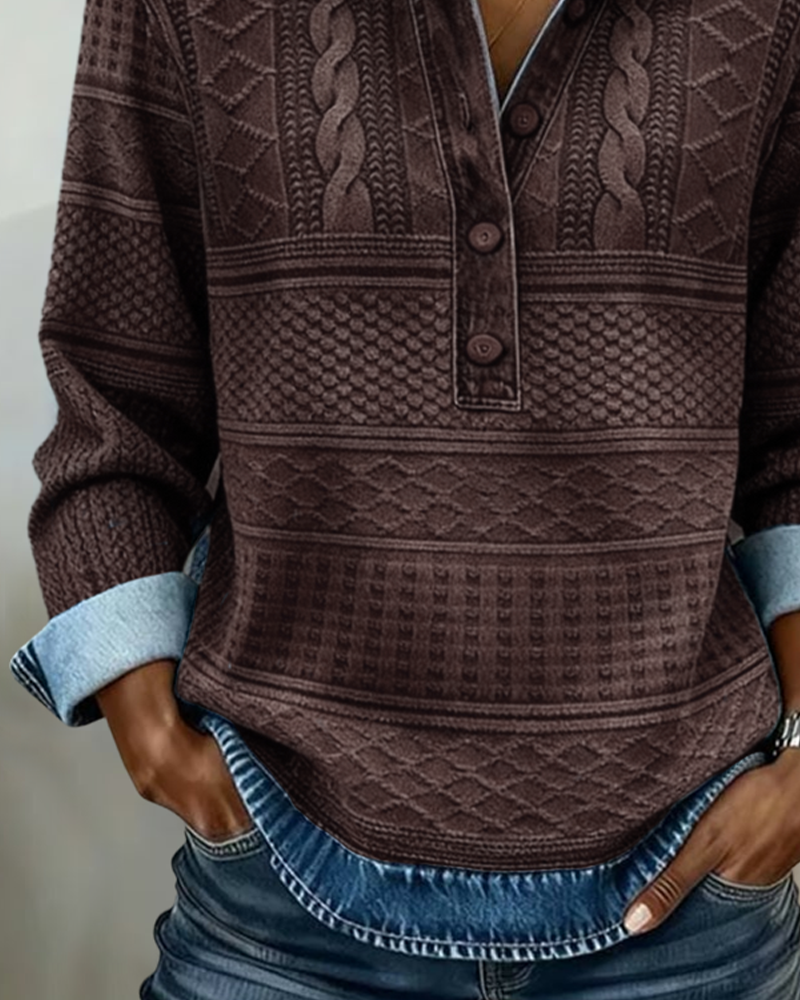 Sofia | Moderne sweater med halve knapper