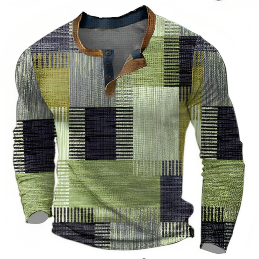 Luca™ | Grafische Patchwork Longsleeve Polo