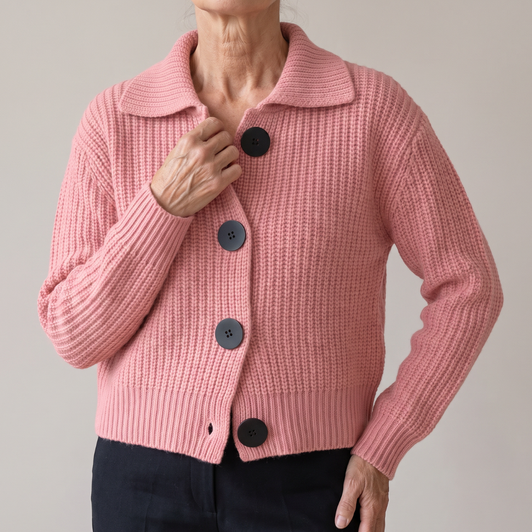 Tove™ | Grovstrikket Cardigan med Store Knapper