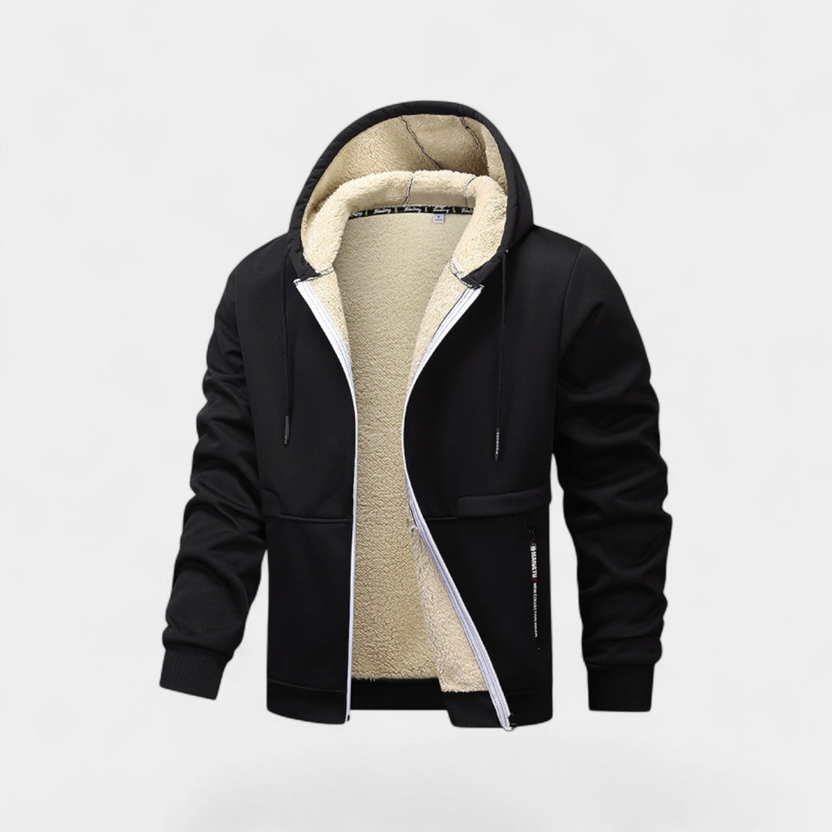 Jens™ | Herre Hoodie med Lynlås og Teddyfor