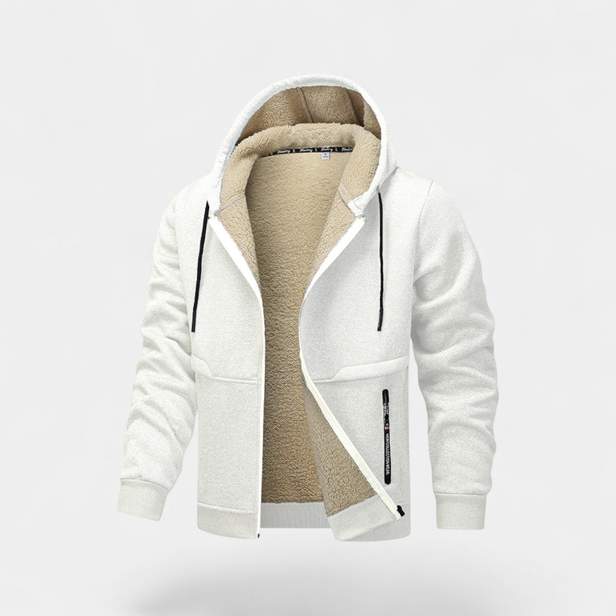 Jens™ | Herre Hoodie med Lynlås og Teddyfor