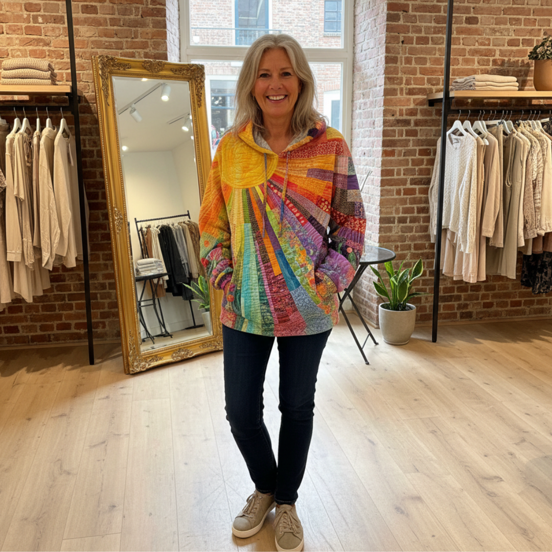 Pia™ | Farverig Boheme Patchwork Hoodie