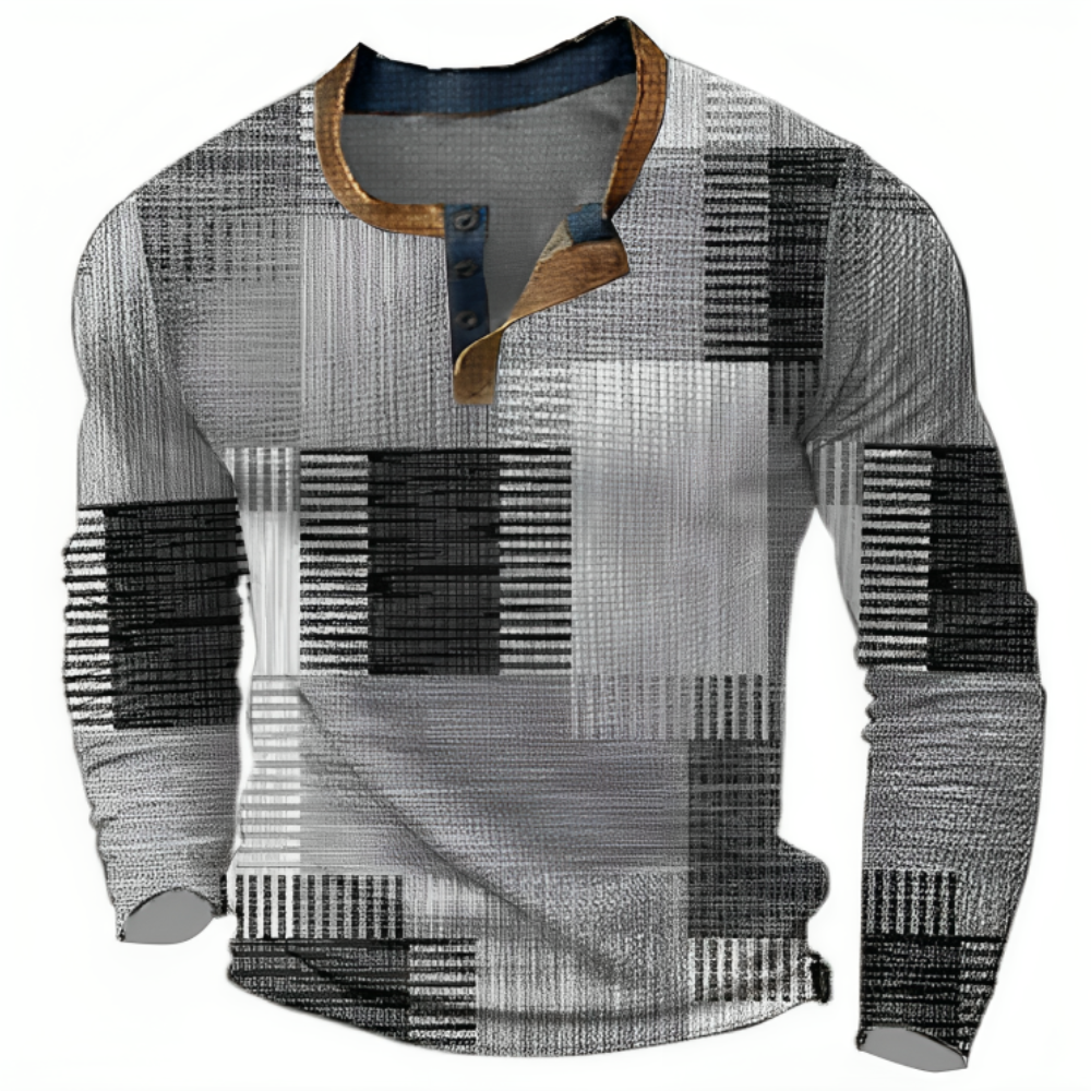 Luca™ | Grafische Patchwork Longsleeve Polo