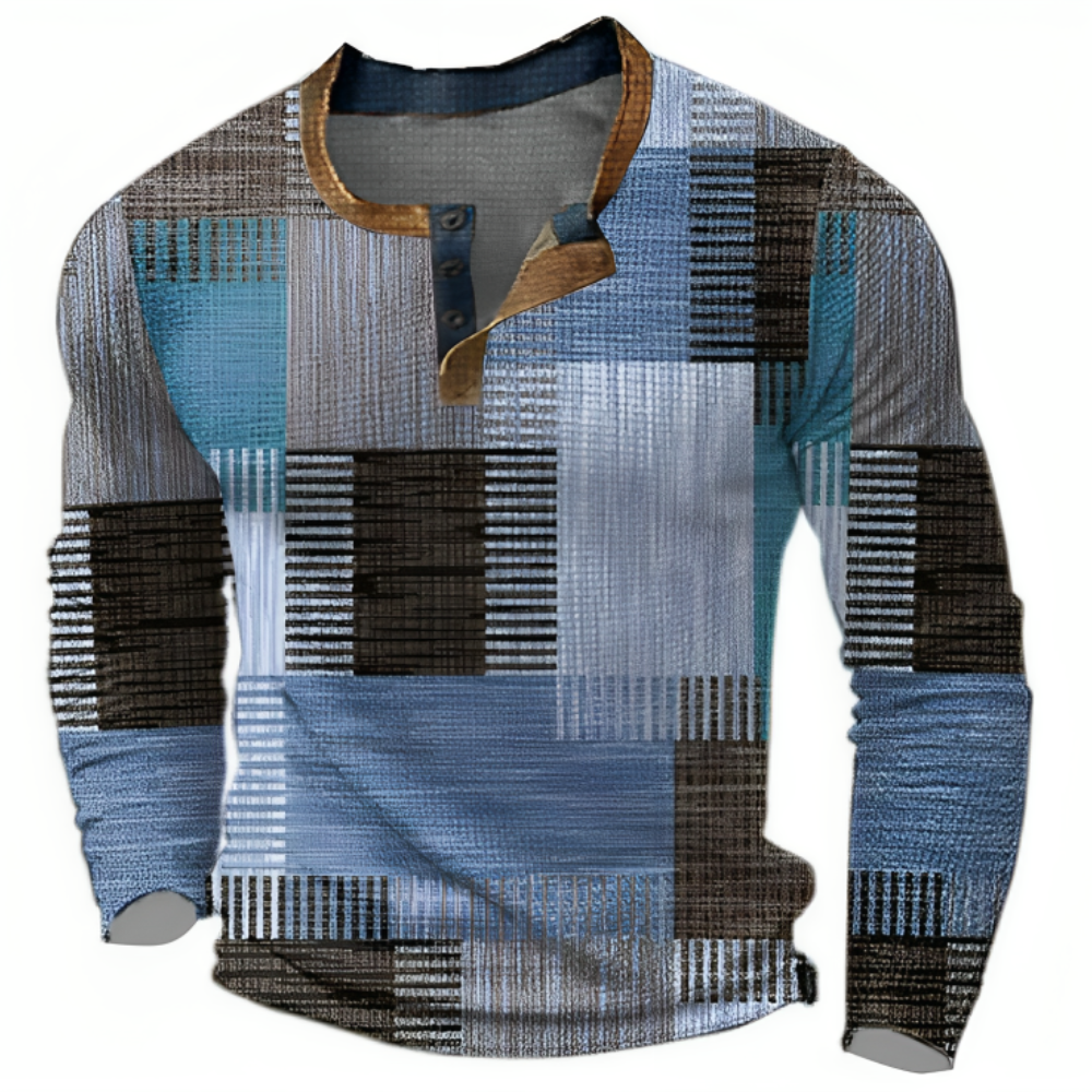 Luca™ | Grafische Patchwork Longsleeve Polo