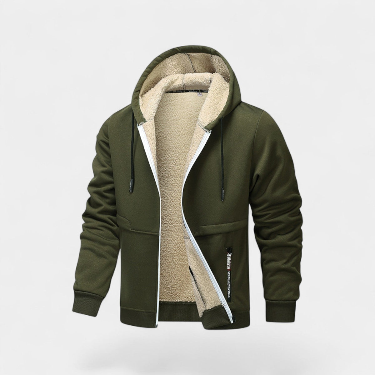 Jens™ | Herre Hoodie med Lynlås og Teddyfor
