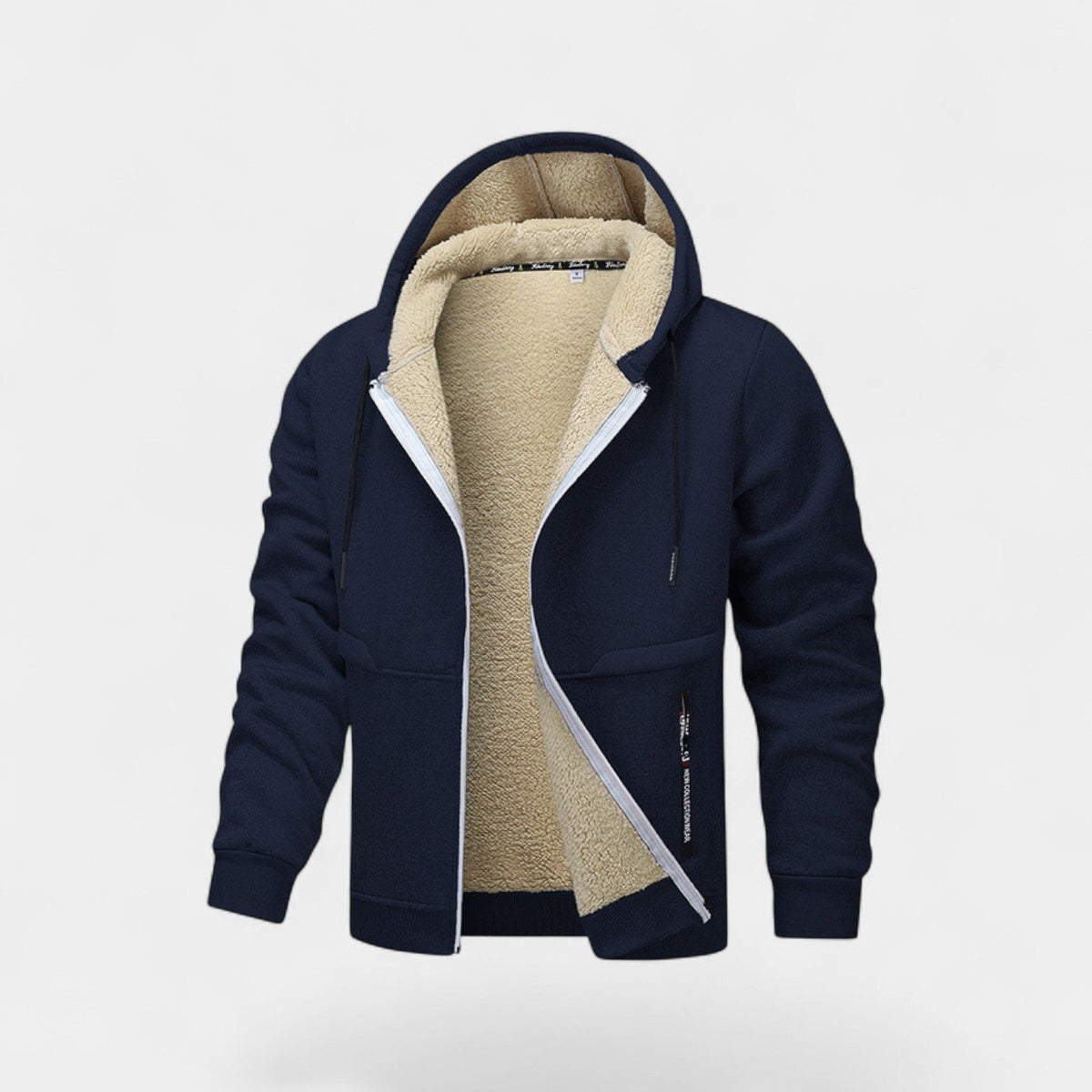 Jens™ | Herre Hoodie med Lynlås og Teddyfor
