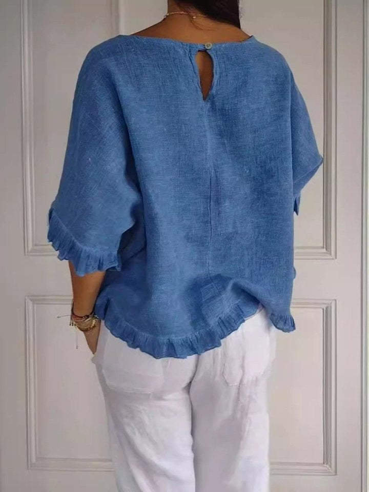 Amanda | Casual Top med Volantkant