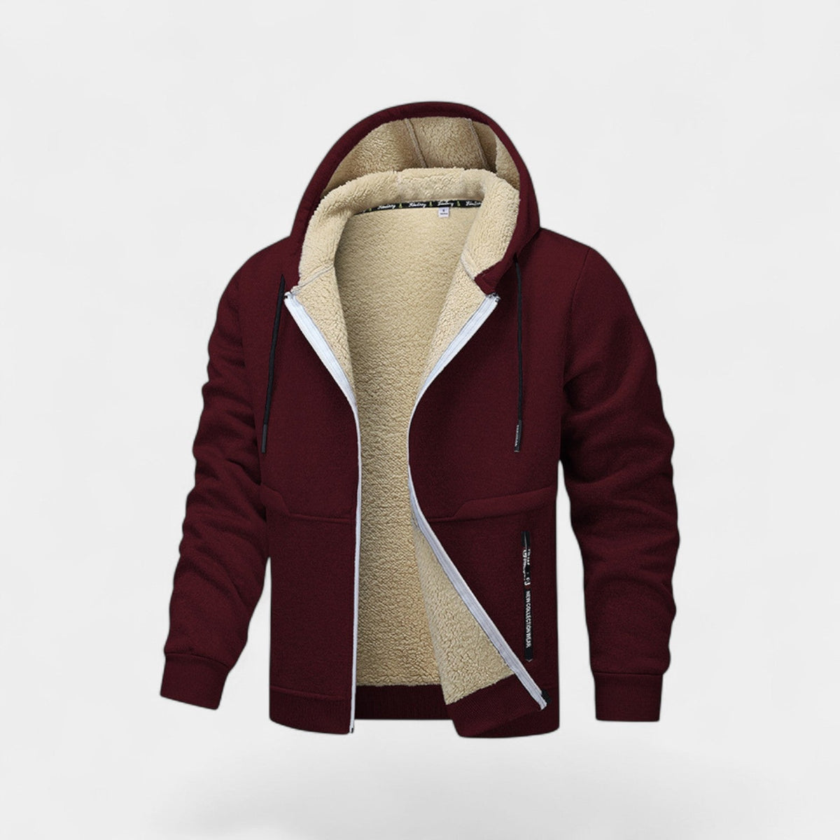 Jens™ | Herre Hoodie med Lynlås og Teddyfor