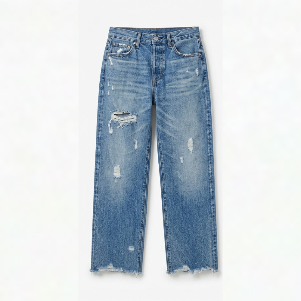Vivara | Cropped Jeans med Frynsede Kanter