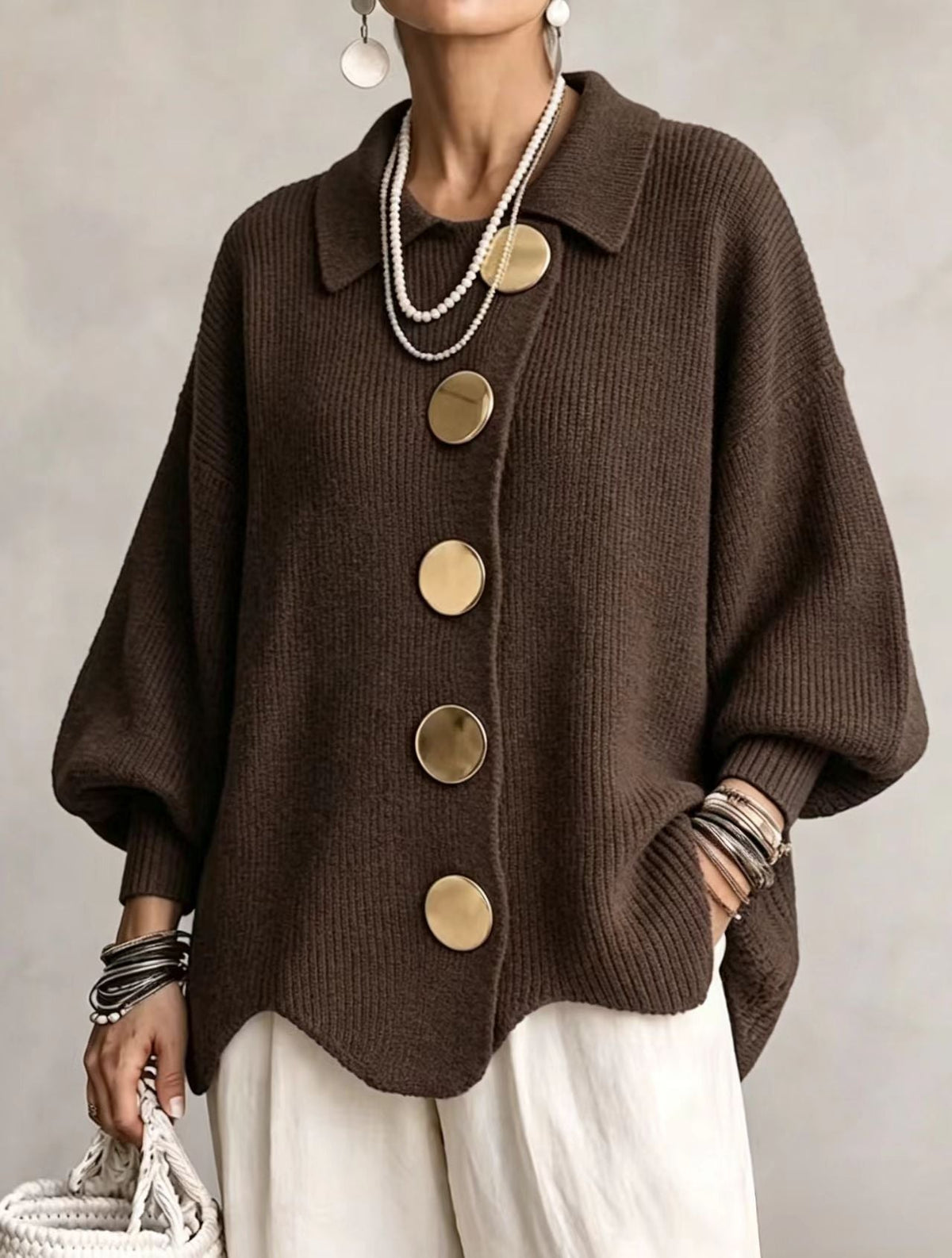 Ida™ | Cardigan med Gyldne Knapper