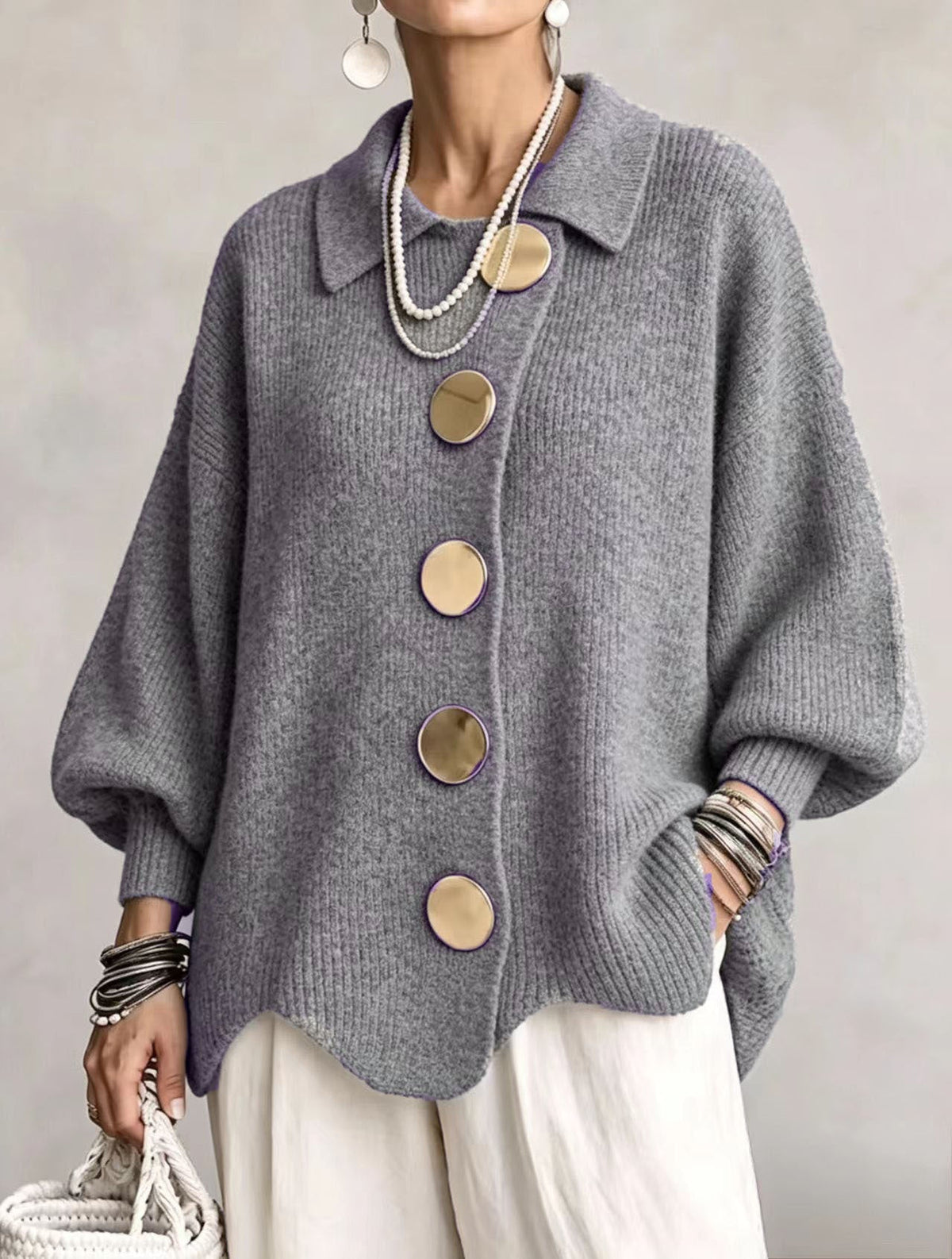 Ida™ | Cardigan med Gyldne Knapper