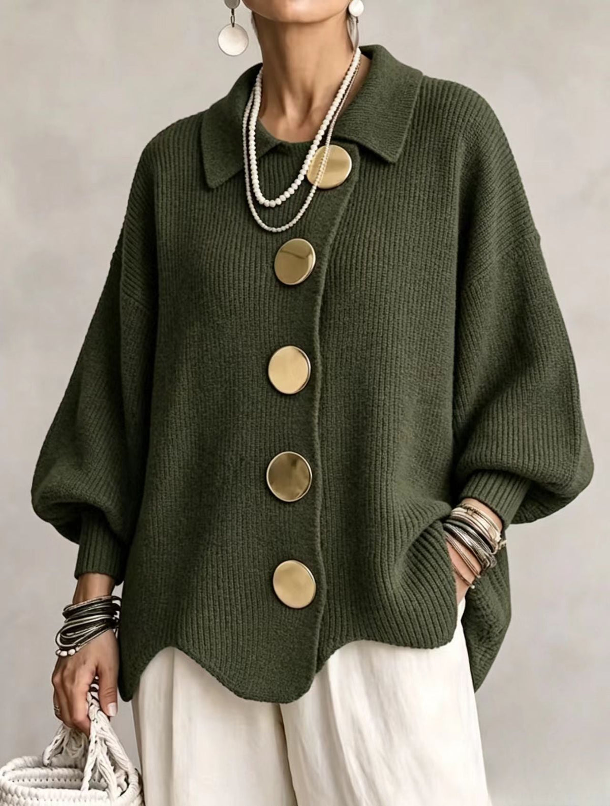 Ida™ | Cardigan med Gyldne Knapper