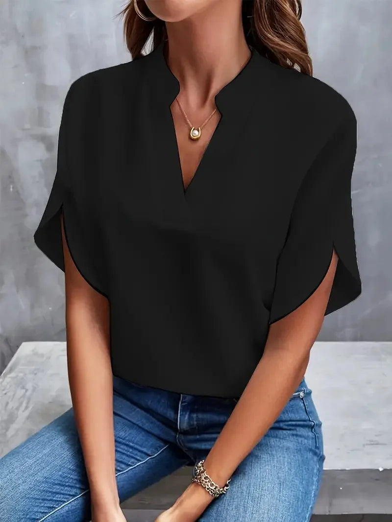 Annemie | Stilfuld V-Hals Flydende Bluse