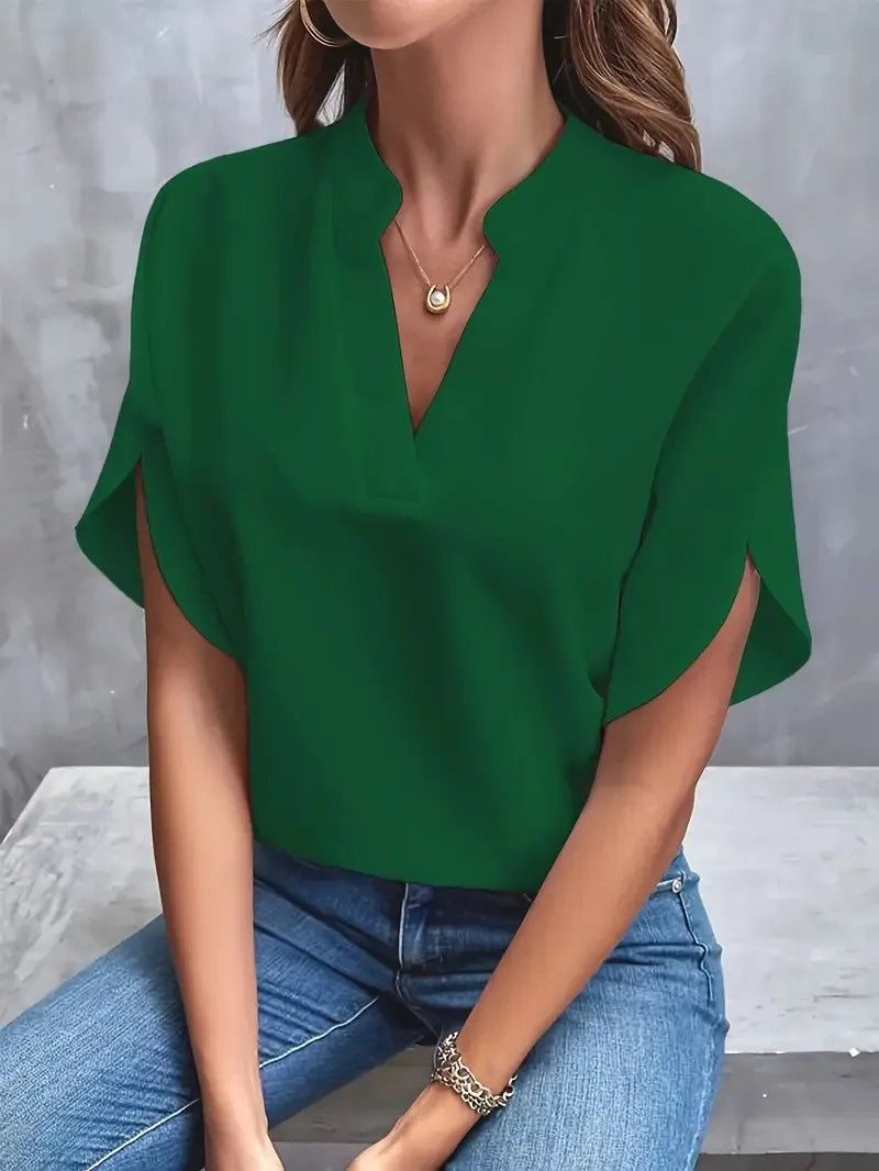 Annemie | Stilfuld V-Hals Flydende Bluse