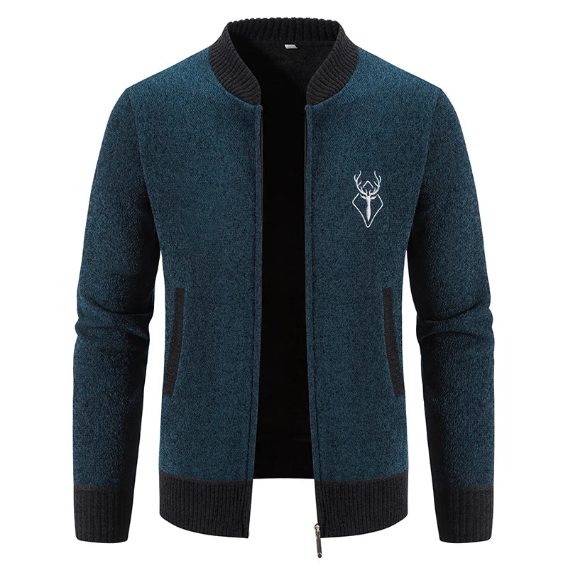 August | Strikket Herrecardigan med Hjortemotiv