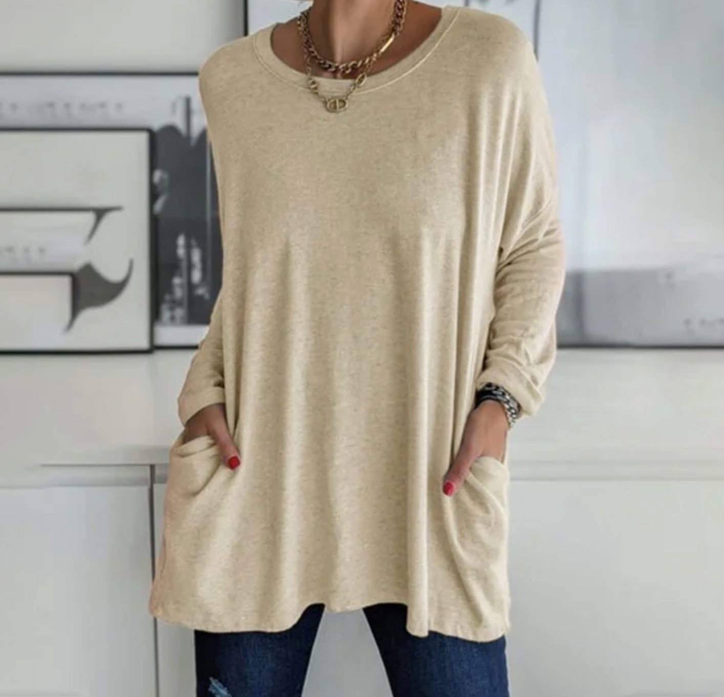 Ava™ | Casual Oversized Tunic Top med lommer