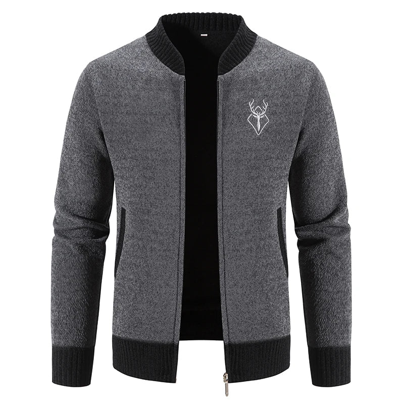 August | Strikket Herrecardigan med Hjortemotiv