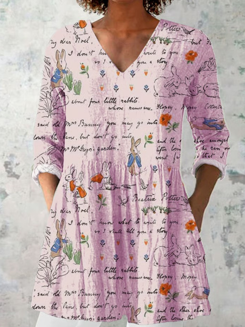Ronja™ | Lang Bluse med V-udskæring