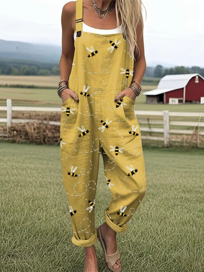 MEYER | Jumpsuit med broderimønster af flyvende bier