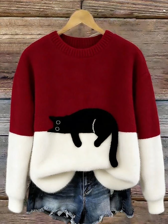 Lone™ | Afslappet Sweater med Kattemotiv