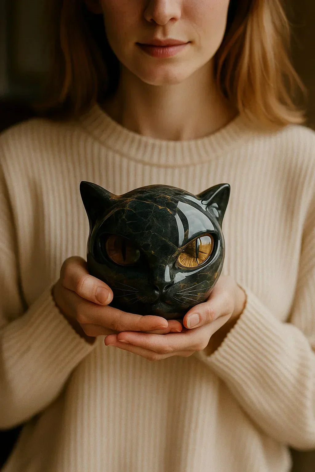 NoirCat | Mystisk Kattehoved-skulptur