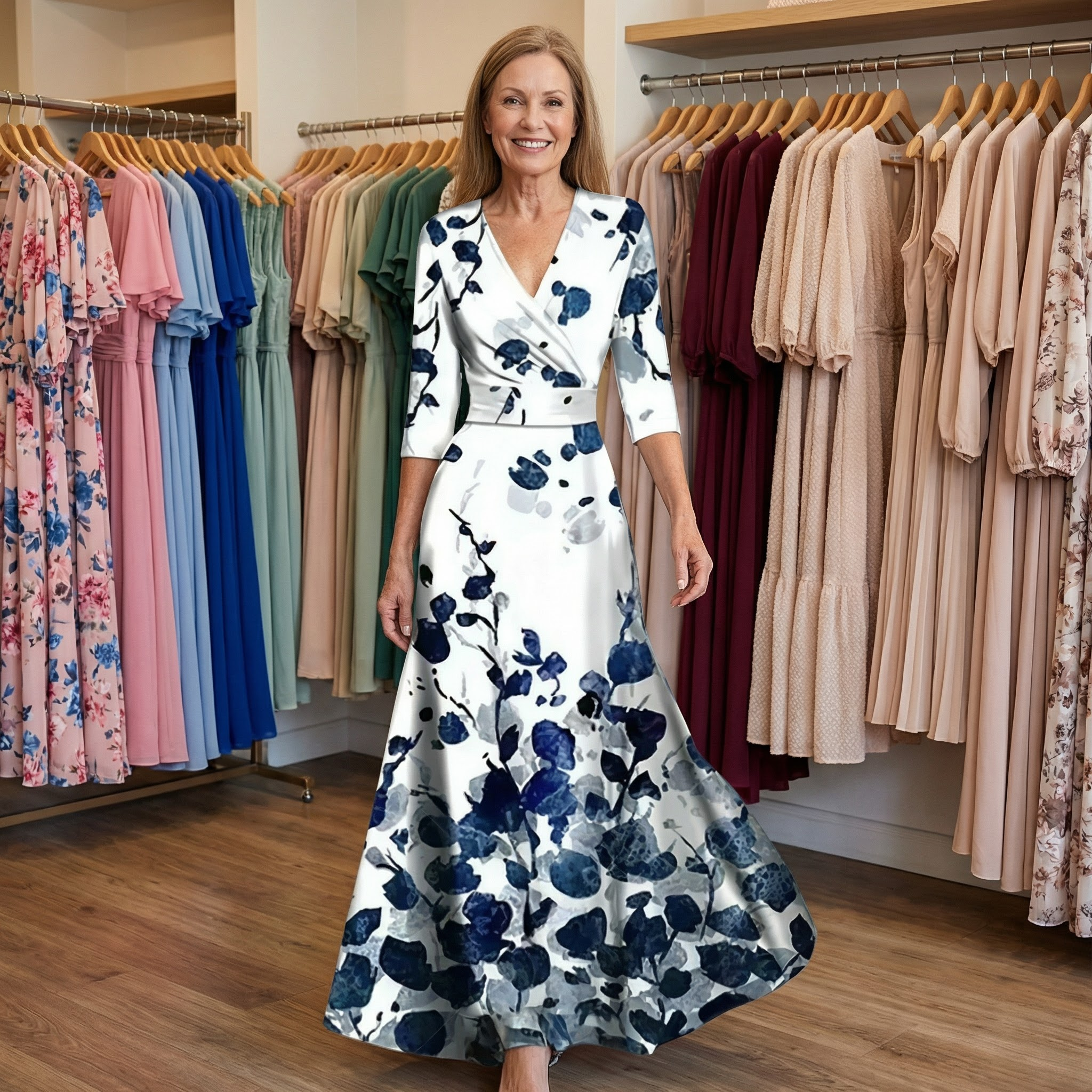 Emily™ | Stilfuld Blomstret Omslagskjole