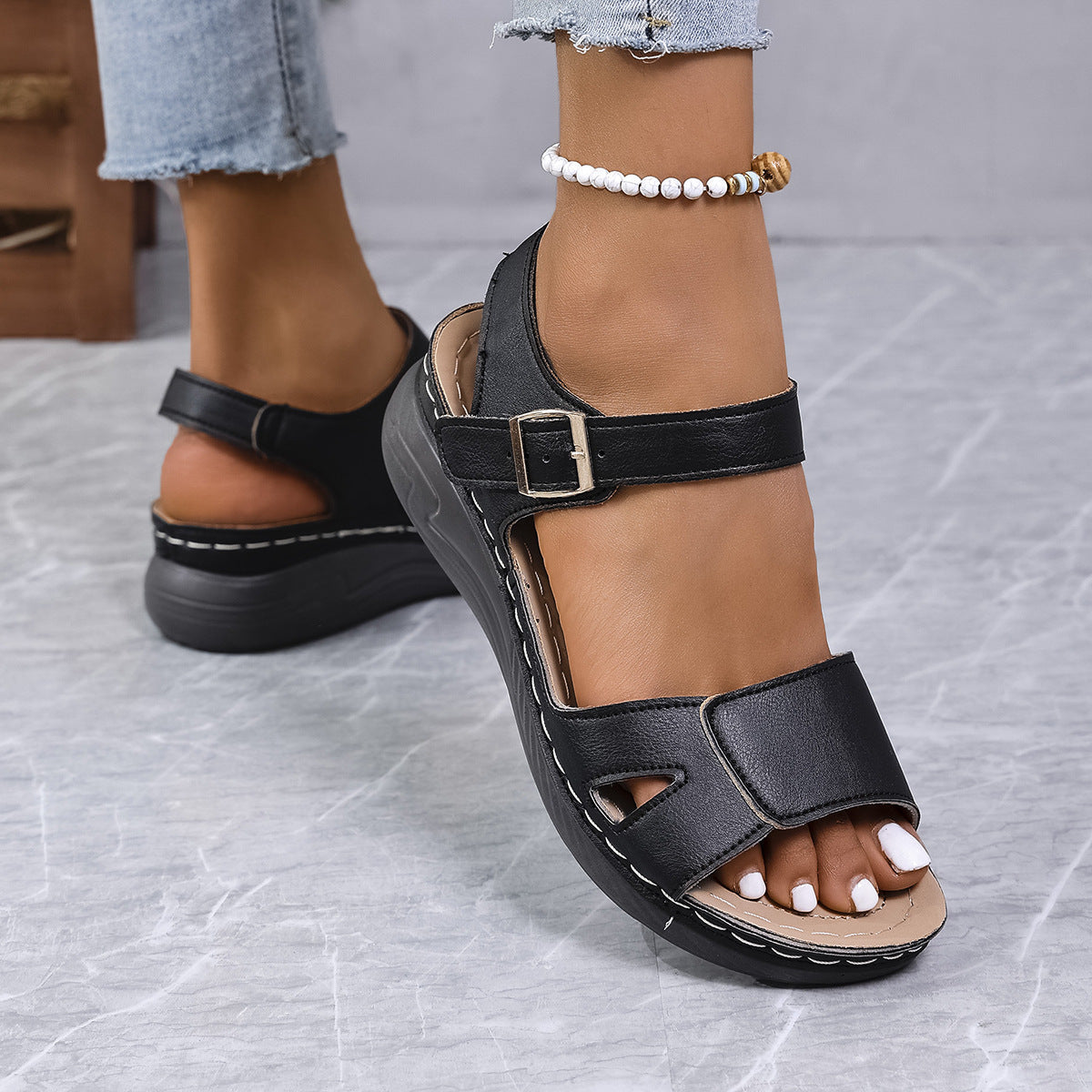 Linea™ ortopædiske sandaler med kilehæl