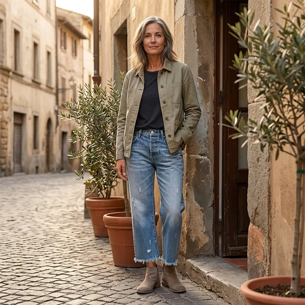 Vivara | Cropped Jeans med Frynsede Kanter