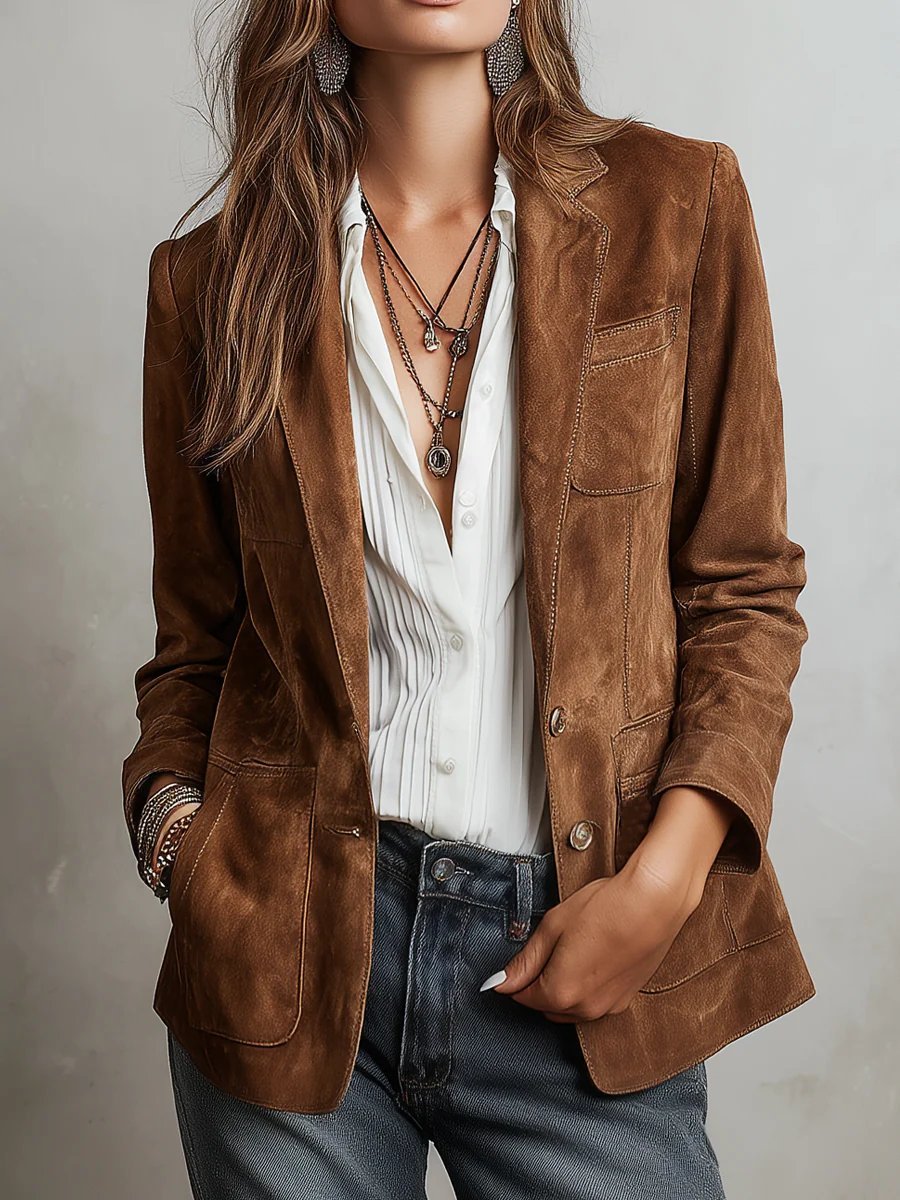 Cristina™ | Brun blazer i vintagestil