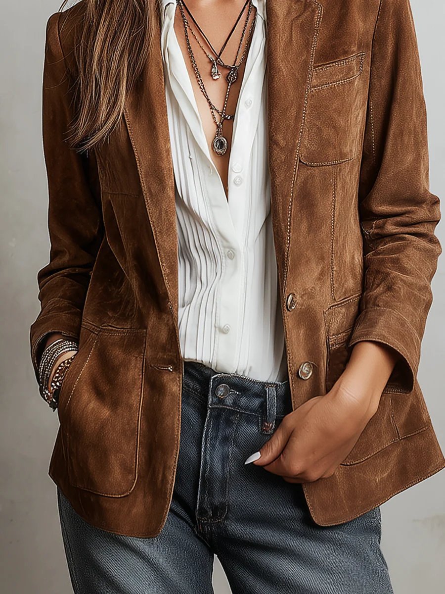 Cristina™ | Brun blazer i vintagestil