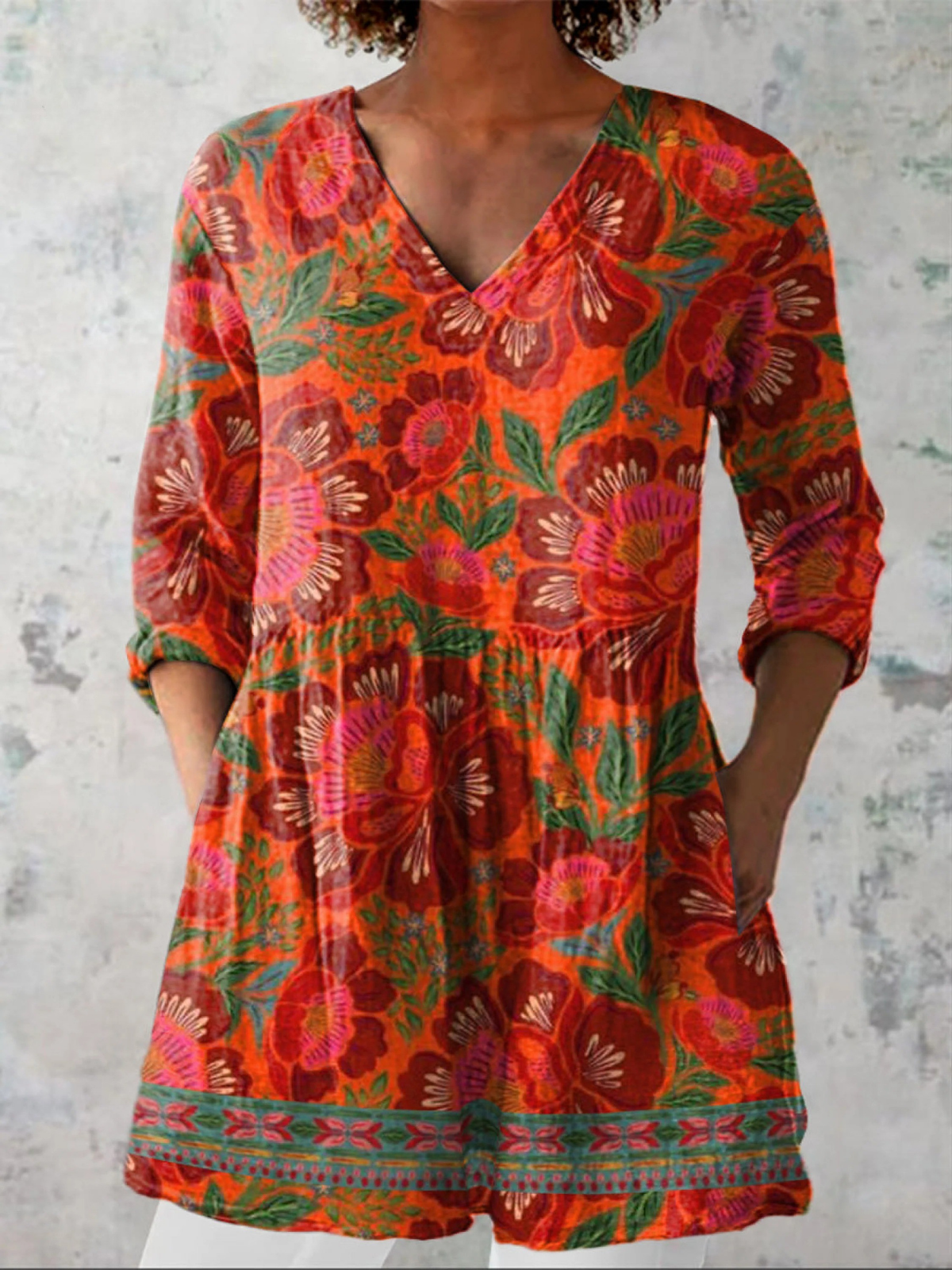 Isabella™ | Lang Bluse med V-udskæring