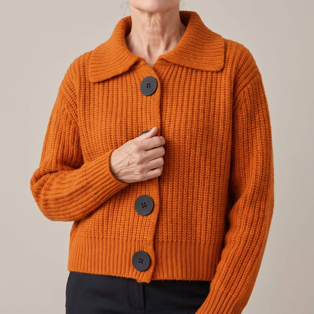 Tove™ | Grovstrikket Cardigan med Store Knapper