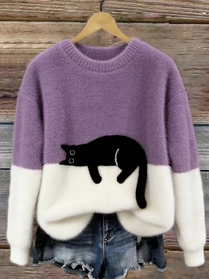 Lone™ | Afslappet Sweater med Kattemotiv