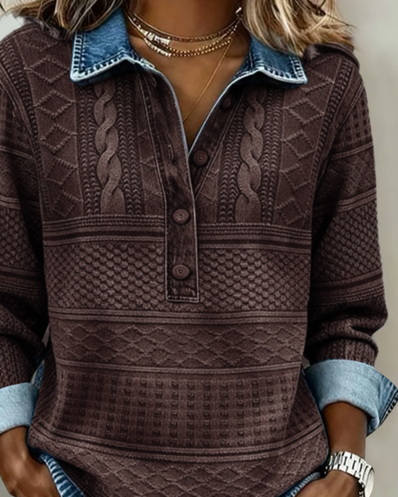 Sofia | Moderne sweater med halve knapper