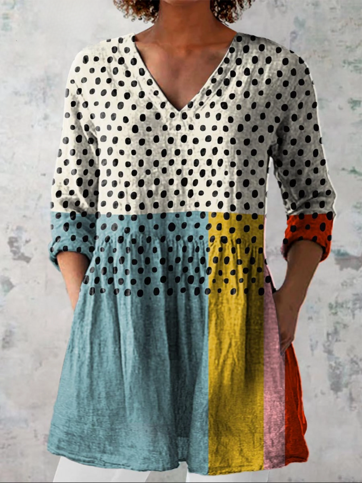 Selma™ | Lang Bluse med V-udskæring