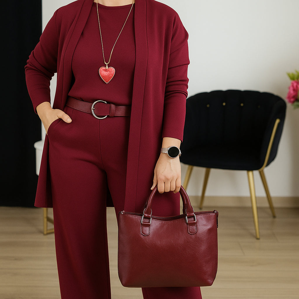 Bente™ | Elegant 3-delt Sæt med Lang Cardigan