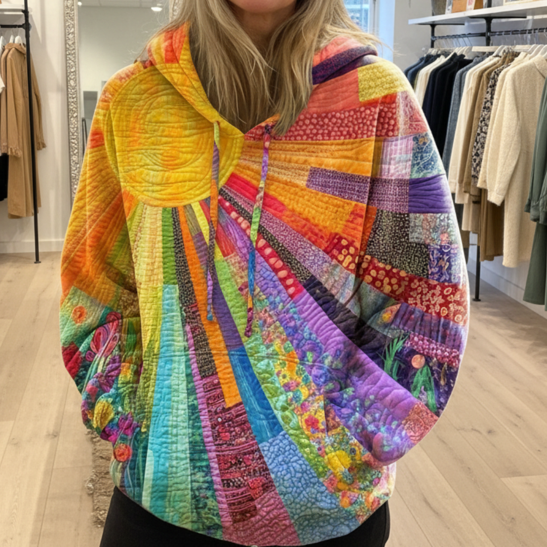 Pia™ | Farverig Boheme Patchwork Hoodie