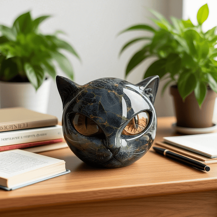 NoirCat | Mystisk Kattehoved-skulptur