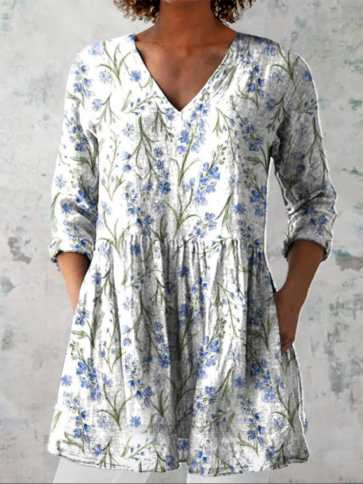 Mathilde™ | Lang Bluse med V-udskæring