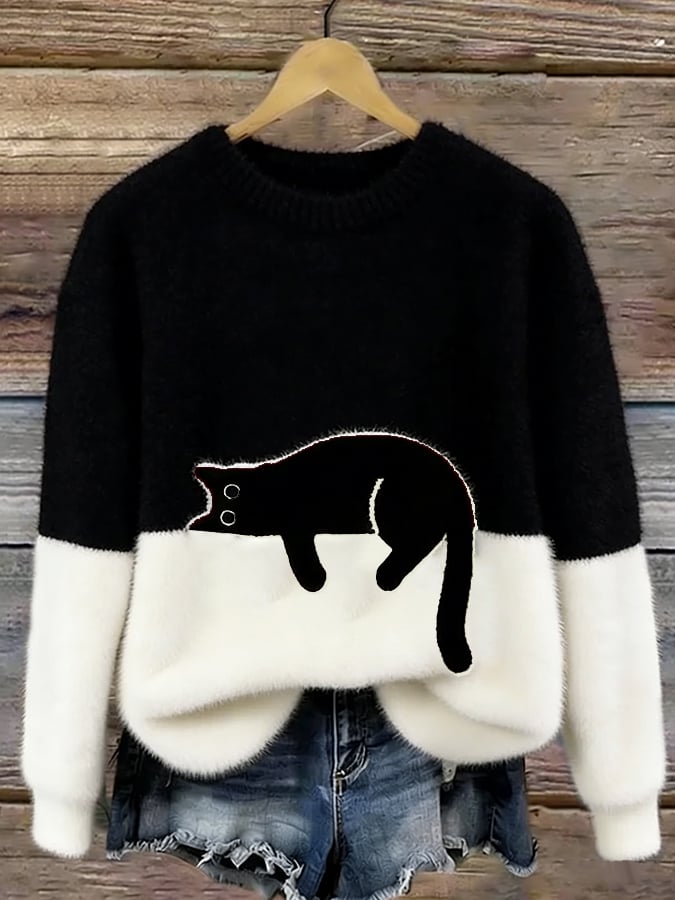 Lone™ | Afslappet Sweater med Kattemotiv