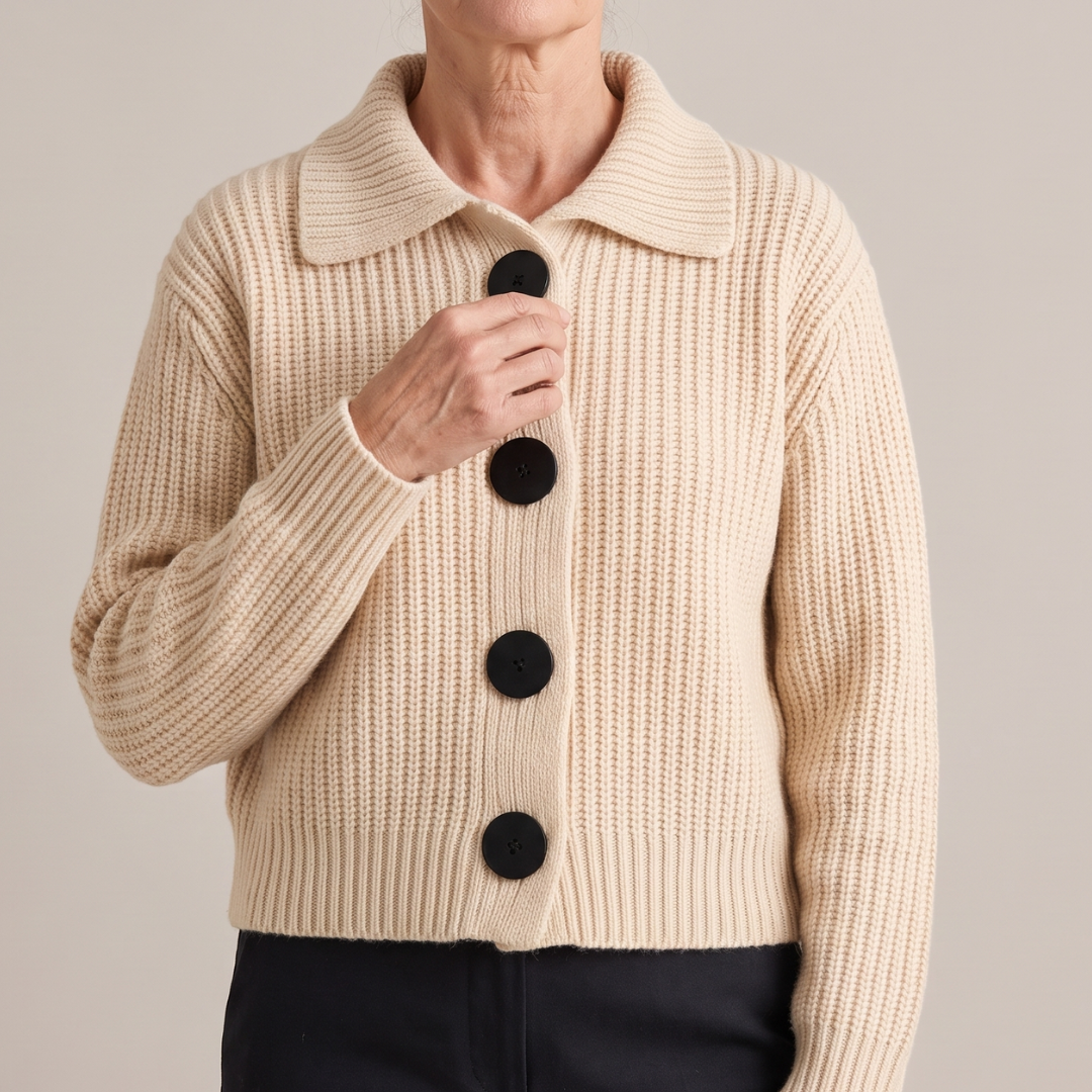 Tove™ | Grovstrikket Cardigan med Store Knapper