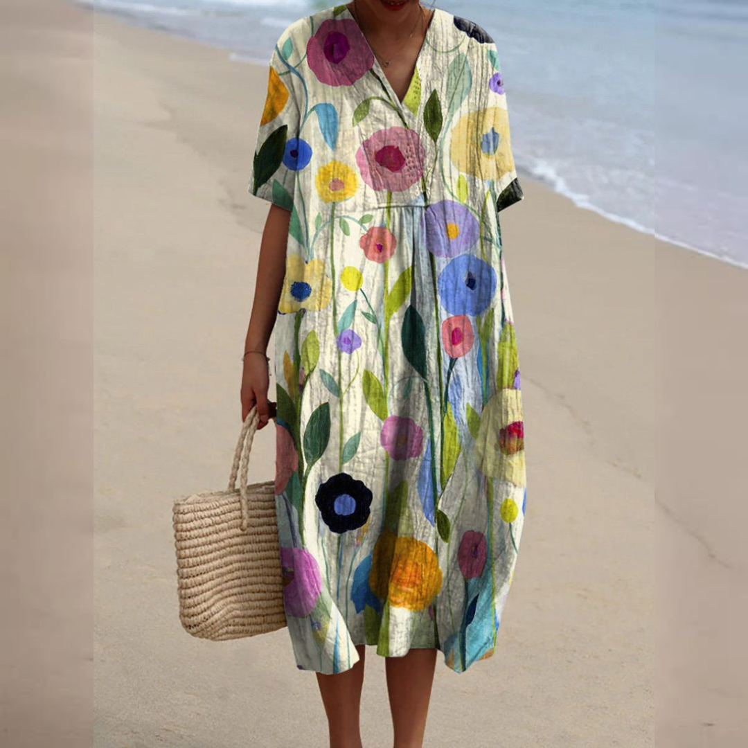 Nicka™ | Elegant Blomstret Kjole med Flatterende Pasform