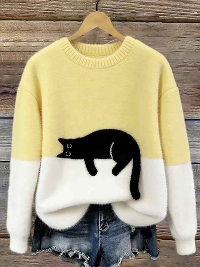 Lone™ | Afslappet Sweater med Kattemotiv
