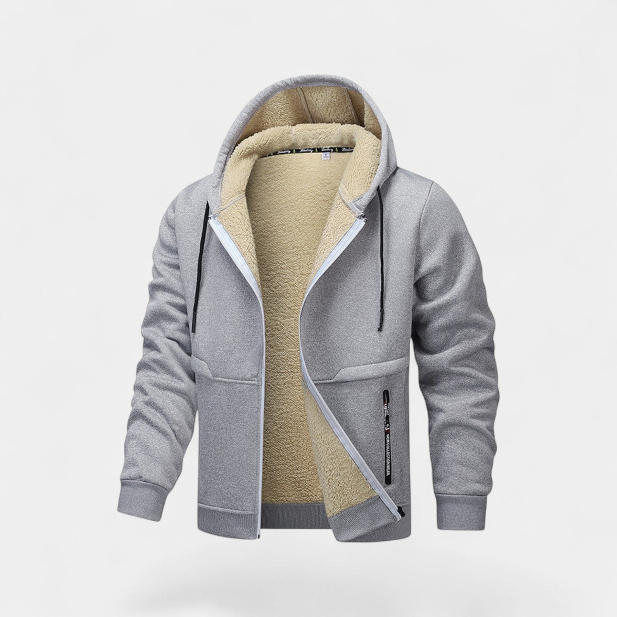 Jens™ | Herre Hoodie med Lynlås og Teddyfor
