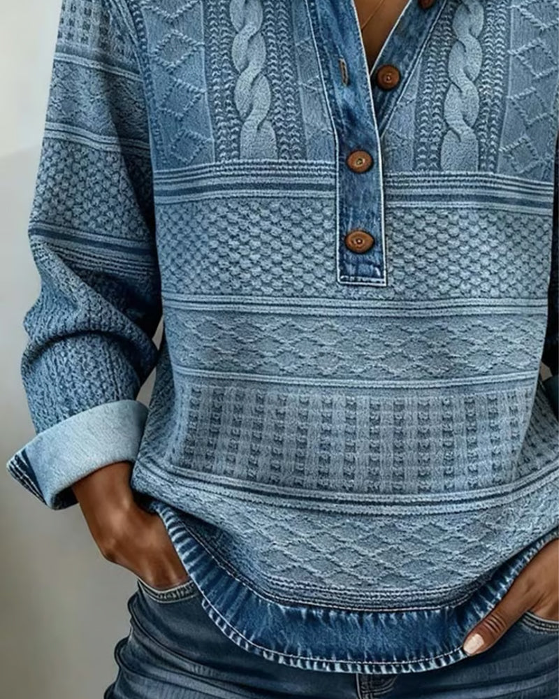 Sofia | Moderne sweater med halve knapper