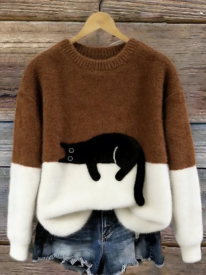 Lone™ | Afslappet Sweater med Kattemotiv